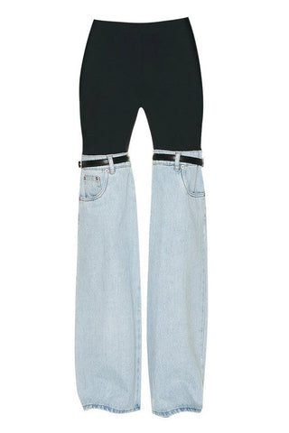 Madilyn Patchwork Jeans in Blauw