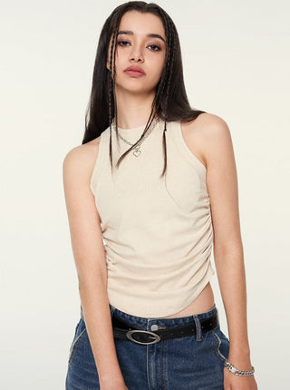 Sexy Halter Neck Mouwloze Plooitanktop