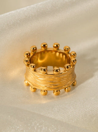 18k Gouden Geplateerde Houtnerf Ring