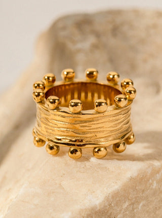 18k Gouden Geplateerde Houtnerf Ring