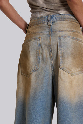 Unieke Raego Midi Jeans met Mud Wash Afwerking