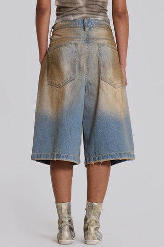 Unieke Raego Midi Jeans met Mud Wash Afwerking