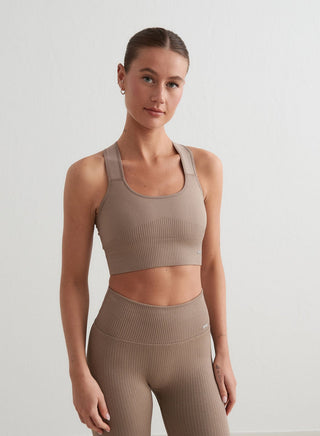 ActiveWear - Espresso Hoog Ondersteunende Geribbelde Beha