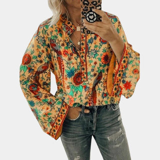 Amiya - Oranje Bloemen Blouse