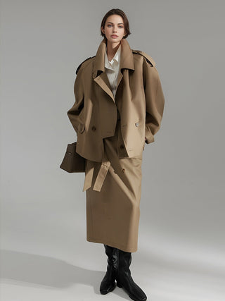 Attire - Casual Asymmetrische Trenchcoat met Revers