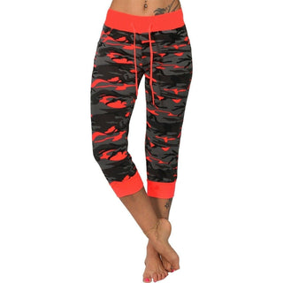 Camo Print Capris Broek Met Trekkoord