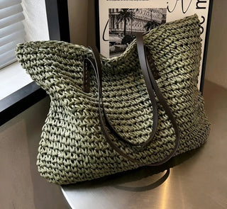 Ecochic - stijlvolle geweven shopper met lange handvatten