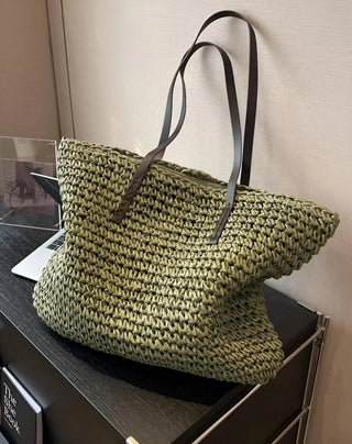 Ecochic - stijlvolle geweven shopper met lange handvatten