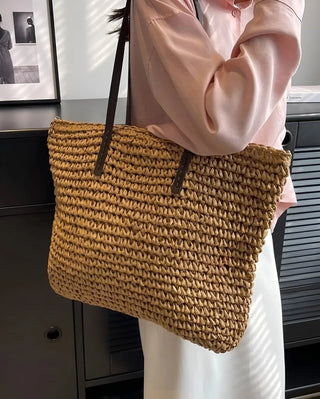 Ecochic - stijlvolle geweven shopper met lange handvatten