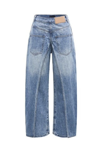 Emely Deconstructed Jeans met Fake Twee-delige Look in Chic Blauw voor Modebewuste Vrouwen