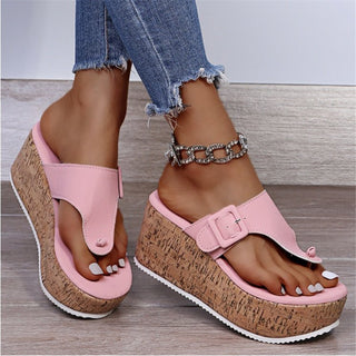 Fashionable women's sandals with thick sole and wedge heel - Bayu