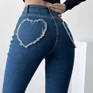 Hooggetailleerde Jeans met Hartfranje