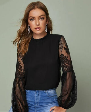 Lace Sheer Elegant Women's Blouse - Bayu