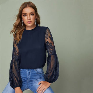 Lace Sheer Elegant Women's Blouse - Bayu