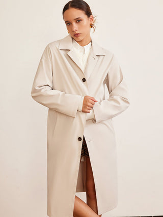 Lange Trenchcoat met Revers en Knoopsluiting