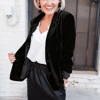 Langharige fluwelen blazer voor dames - Bayu