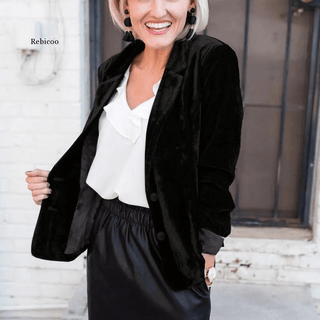 Langharige fluwelen blazer voor dames - Bayu