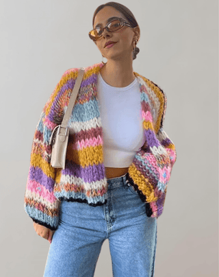 Oversized en kleurrijke cardigan