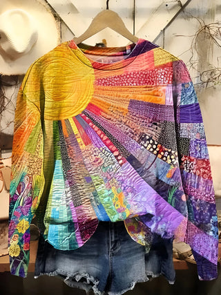 Kleurrijke Zon Collage Sweatshirt