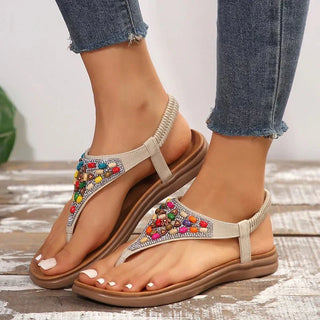 Retro bohemian flat heel sandals - Bayu