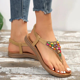 Retro bohemian flat heel sandals - Bayu