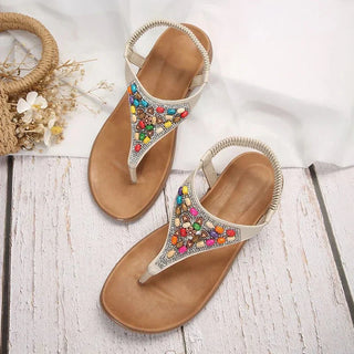 Retro bohemian flat heel sandals - Bayu