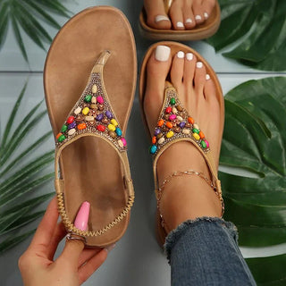 Retro bohemian flat heel sandals - Bayu