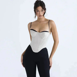 Sophia - Moderno Croptop met Contrasterende Randen en Fijne Bandjes Croptop