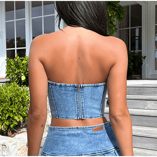 Top Feie - Dames Denim Croptop