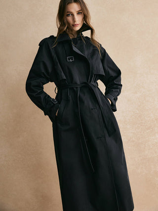 Vegue - Casual Lange Trenchcoat Met Zakken