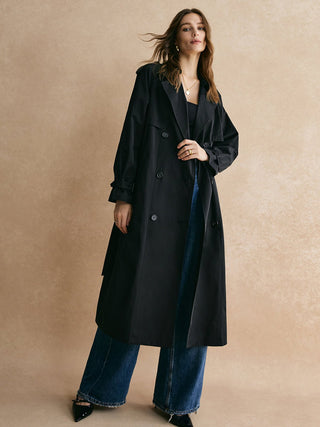 Vegue - Casual Lange Trenchcoat Met Zakken