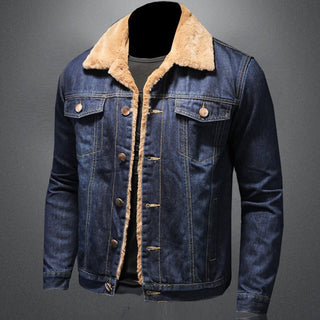 Zahara - Stijlvolle Winter Fleece Dikke Windjack Denim Jas voor Mannen