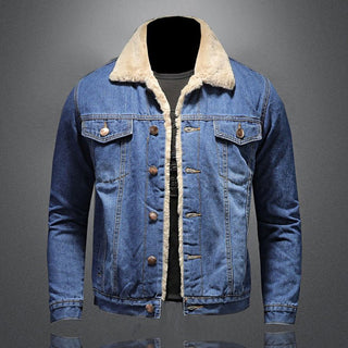 Zahara - Stijlvolle Winter Fleece Dikke Windjack Denim Jas voor Mannen