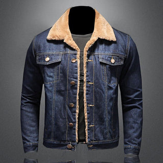 Zahara - Stijlvolle Winter Fleece Dikke Windjack Denim Jas voor Mannen